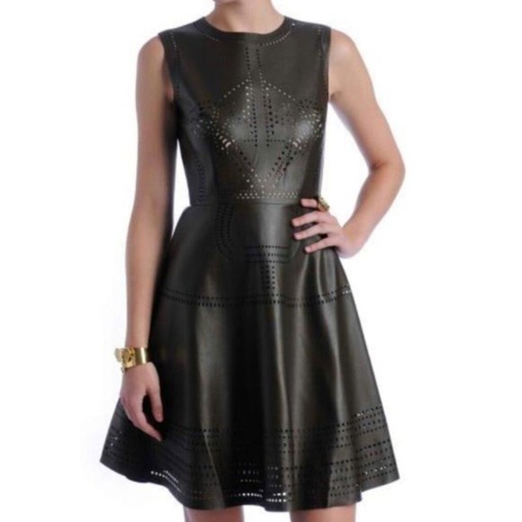 faux leather cocktail dress